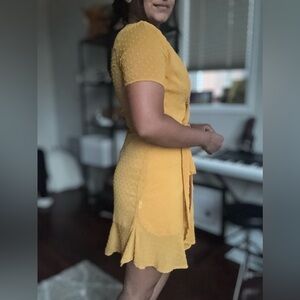 Chic Mustard Wrap Dress